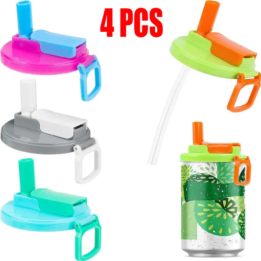 Reusable Silicone Soda Can Lids Leak Proof Beverage Covers Straws