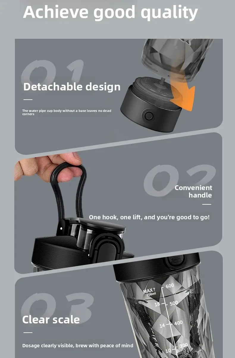 Portable Electric Automatic Protein Shaker Bottle USB Rechargeable Mixing Cup