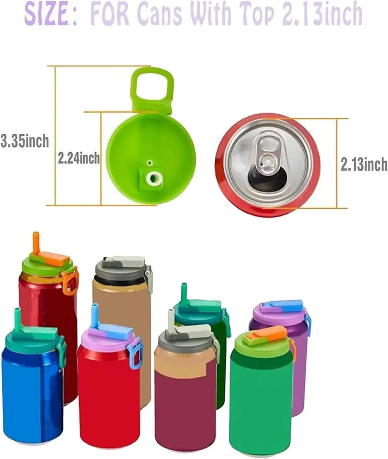 Reusable Silicone Soda Can Lids Leak Proof Beverage Covers Straws