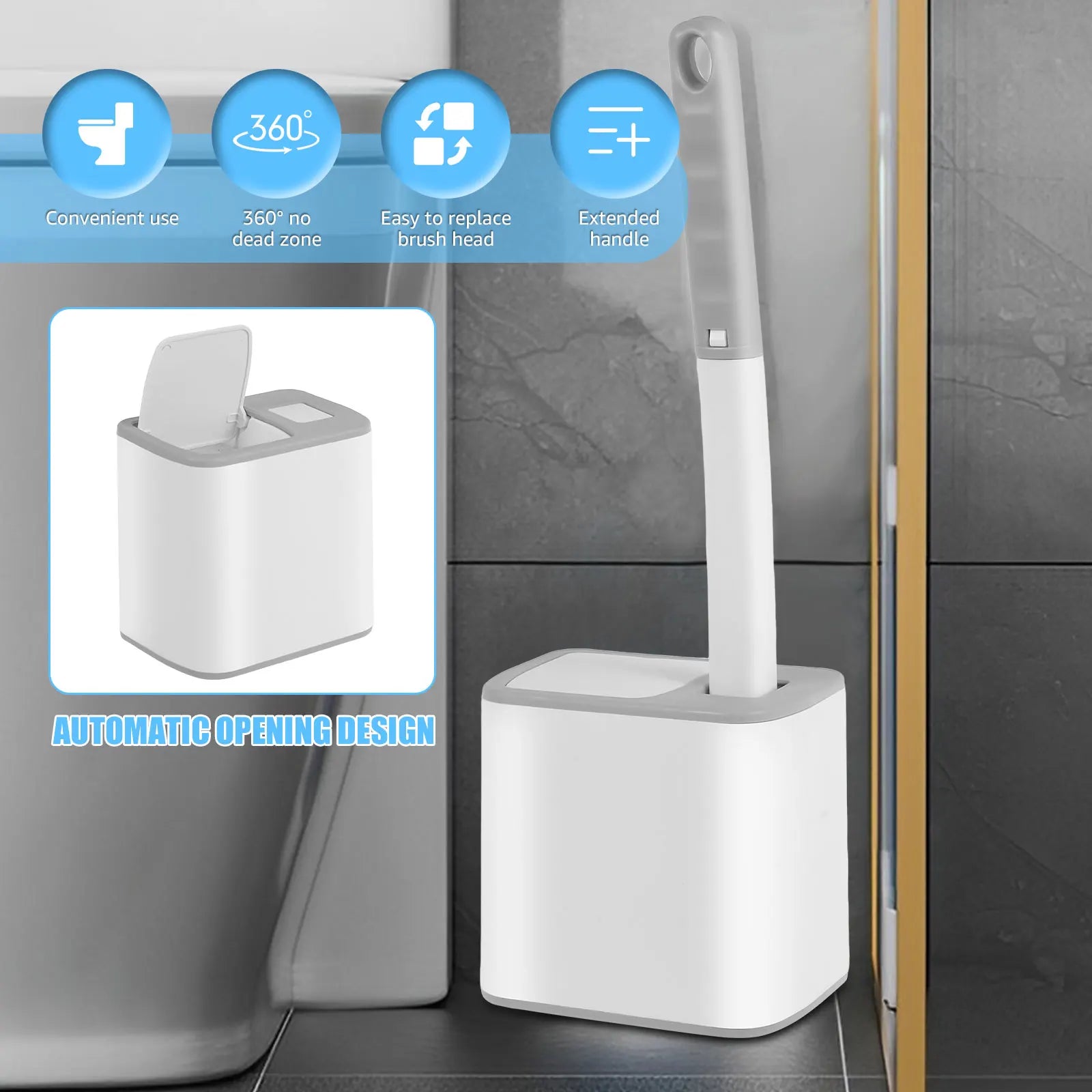 willstar Wall Mounted Disposable Toilet Brush Kit with Deep Cleaning Refills