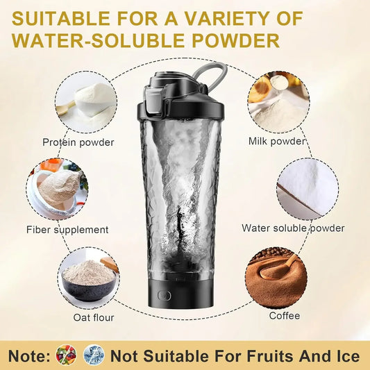 Portable Electric Automatic Protein Shaker Bottle USB Rechargeable Mixing Cup