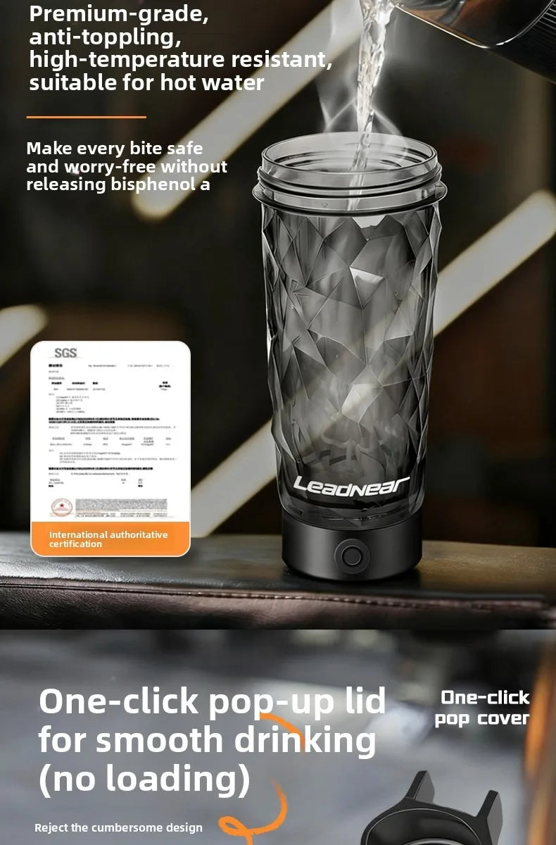 Portable Electric Automatic Protein Shaker Bottle USB Rechargeable Mixing Cup